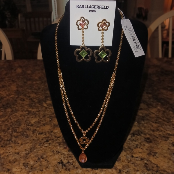 Karl Lagerfeld NWT Necklace And Earrings (45) - Picture 3 of 11